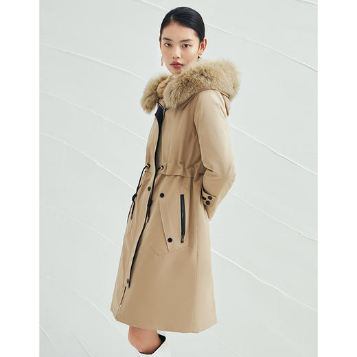 EITIE爱特爱加厚保暖派克服大衣冬季新款兔毛里收腰显瘦长款6893528 商品图1