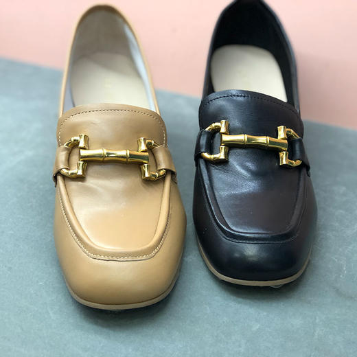 IUIIU SECOND 春秋时装高跟乐福鞋胎牛皮深口单鞋 商品图2