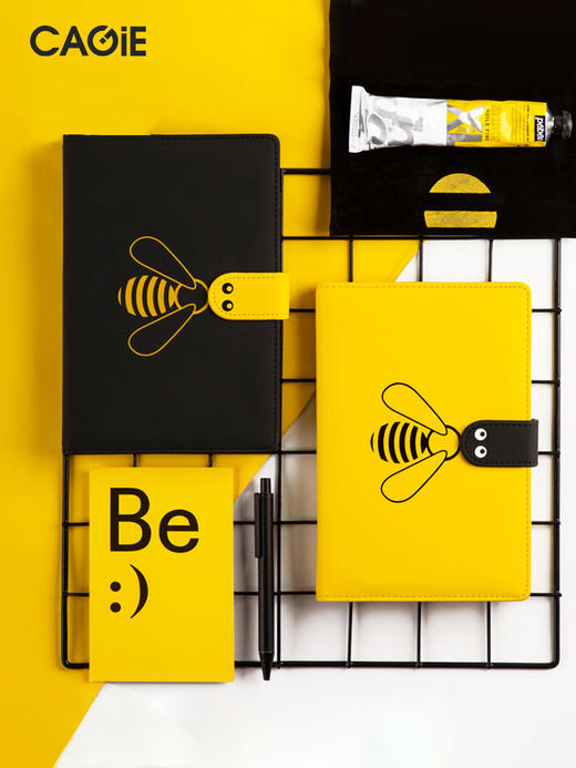 卡杰可爱少女心方格子手账本日记本笔记本子网格创意便携随身小记事本小学生简约文艺精致网红女手帐本ins风蜂靡我心系列A6/A5 商品图1