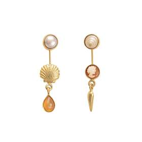 订购5个月到｜Grainne Morton-Double Detachable-卡梅奥 月光石 珍珠 耳环［苏格兰设计师］