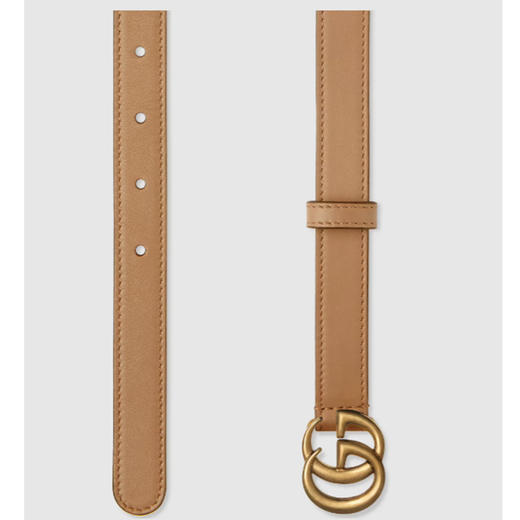 GUCCI 古驰 双G带扣细版腰带 女士腰带 卡其色 409417 AP00T 2845 商品图1