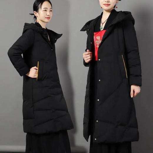 JXG-冬季新款长款羽绒服女白鸭绒文艺休闲宽松大码加厚保暖过膝加长款 商品图2