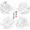 李晓明工笔花鸟画白描底稿牡丹小品团扇一套四幅册页初学者尺寸39*42厘米TW06 商品缩略图4