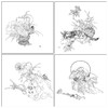 王震工笔花鸟画白描底稿桃花牡丹小品一套四幅册页原大42×42厘米花鸟线稿TA03 商品缩略图1
