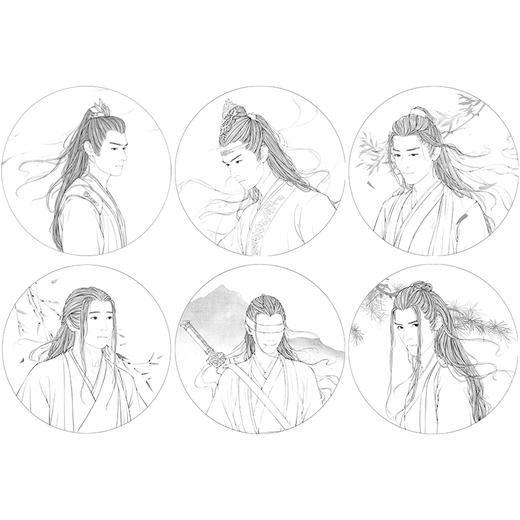 千景绘工笔画白描底稿工笔人物一套六幅尺寸42×42厘米QH01 商品图1
