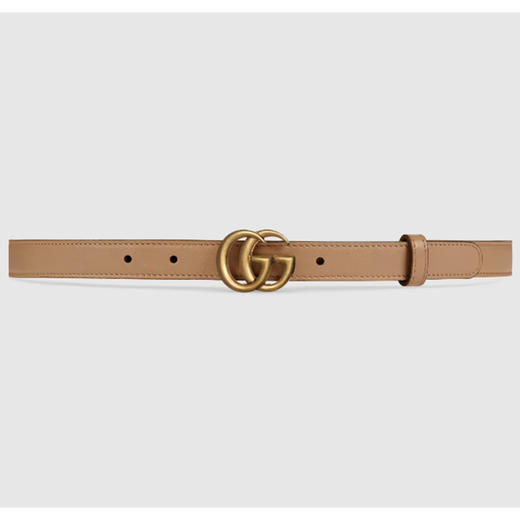 GUCCI 古驰 双G带扣细版腰带 女士腰带 卡其色 409417 AP00T 2845 商品图0