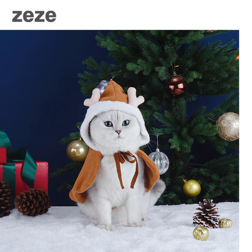 zeze圣诞猫咪衣服魔法麋鹿披风英短无毛猫冬装保暖宠物衣服秋冬可爱 商品图3