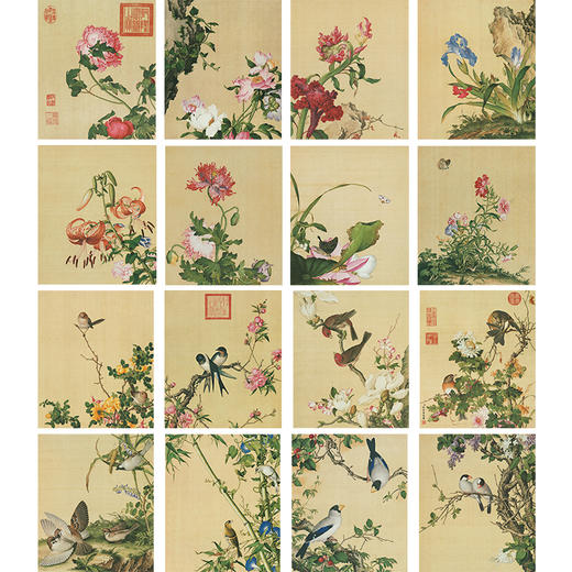 郎世宁工笔花鸟小品画白描底稿仙萼长春册一套十六幅册页尺寸35×42厘米LT00 商品图1