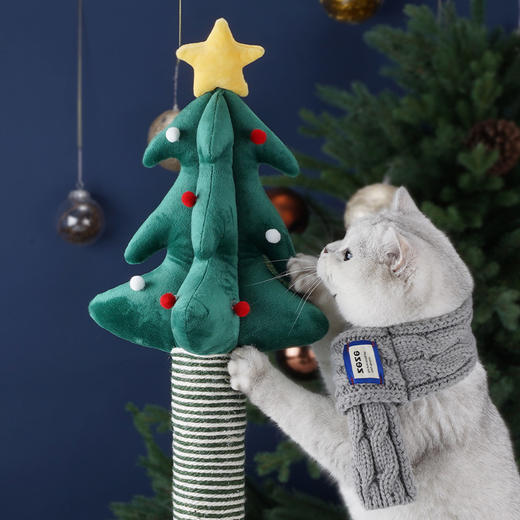 zeze圣诞树绣花抓柱麻绳不掉屑网红款宠物磨爪玩具逗猫棒宠物用品 商品图2