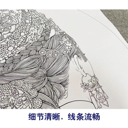 千景绘工笔画白描底稿工笔人物一套六幅初学者尺寸42×42厘米QH02 商品图4
