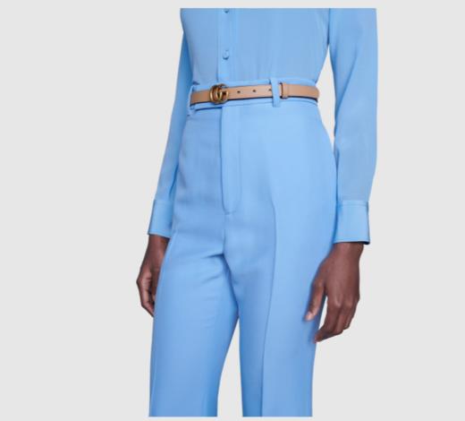 GUCCI 古驰 双G带扣细版腰带 女士腰带 卡其色 409417 AP00T 2845 商品图2