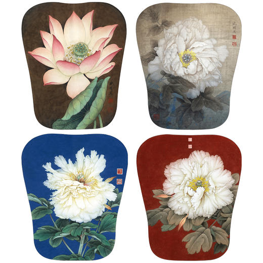 李晓明工笔花鸟画白描底稿荷花牡丹小品一套四幅册页初学者尺寸35*42厘米TW05 商品图0