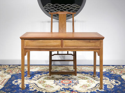 红桥红  家具严选  缅甸花梨（大果紫檀）【118马蹄双抽小书桌两件套】 商品图0