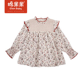 商场同款棉果果春季女童莫代尔印花套头长袖衬衣M122150422106