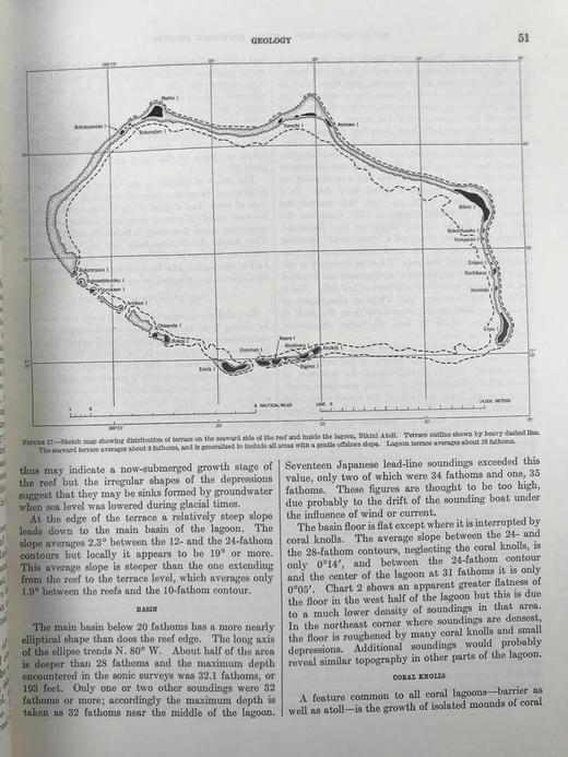 比基尼岛与附近环礁地质学 157幅插图（含多张展开图纸） 平装大16开带书匣 商品图11