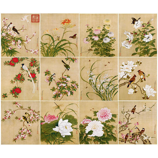 余稚工笔画白描底稿花鸟小品一套十二幅册页初学者尺寸33×37厘米YT00 商品图0