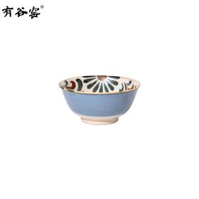 有谷窑冲绳蓝菊草15cm面碗