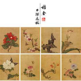 陈洪绶工笔画白描底稿花鸟草虫册小品一套十二幅册页尺寸30*40厘米MT01