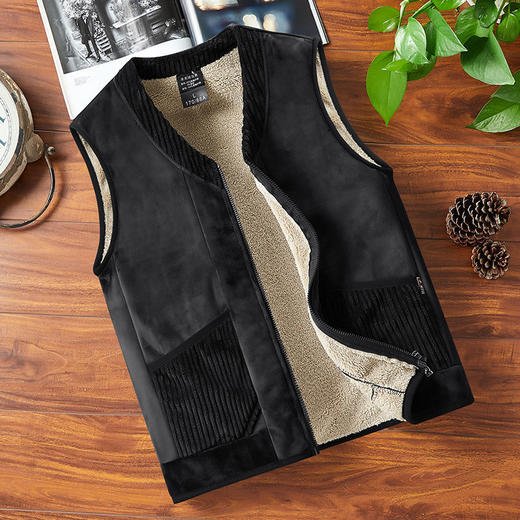 TZF-SDYL211114新款情侣时尚气质宽松V领加绒加厚保暖马甲背心 商品图3