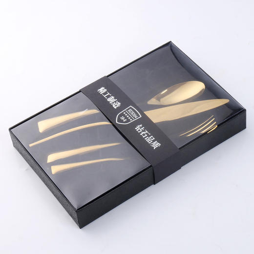 知力行鱼尾餐具四件套亮光本色304餐具套装不锈钢刀叉勺酒店加厚西餐餐具四件套 商品图0