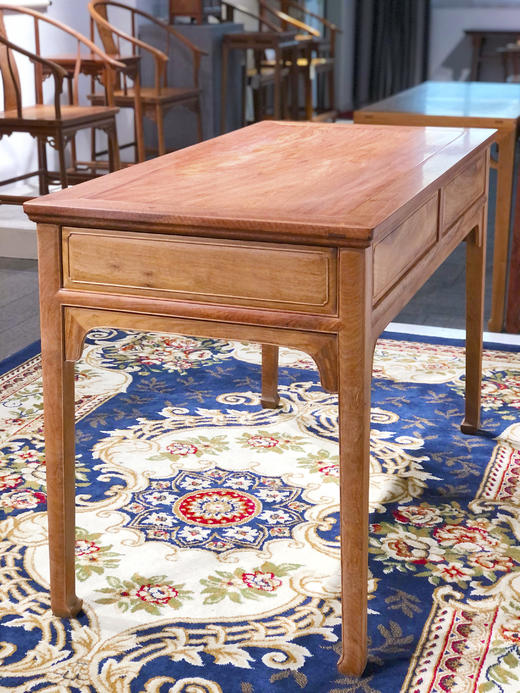 红桥红  家具严选  缅甸花梨（大果紫檀）【118马蹄双抽小书桌两件套】 商品图8