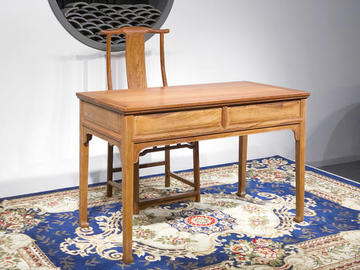 红桥红  家具严选  缅甸花梨（大果紫檀）【118马蹄双抽小书桌两件套】 商品图1