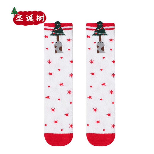 【2双装 圣诞亲子袜 蓄热保暖无根设计】冬季超厚中高筒大中小童宝宝袜子亲子袜套圣诞珊瑚绒过膝长统袜 商品图6