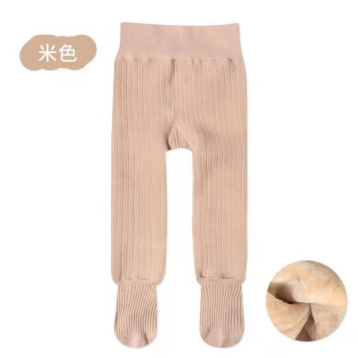 【百搭纯色 棉+羊绒保暖百分】A类加绒超厚双针两用裆婴幼儿小童宝宝打底裤羊绒纯色竖条连体裤袜 商品图5