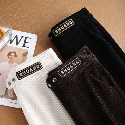 雪尼尔加绒阔腿裤女秋冬2021年新款高腰休闲垂感条绒直筒裤长裤  AL8866 商品图3