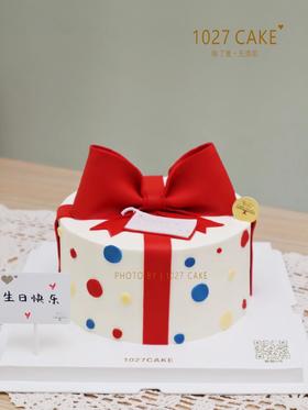 1027CAKE |  翻糖蝴蝶结 礼物盒造型蛋糕