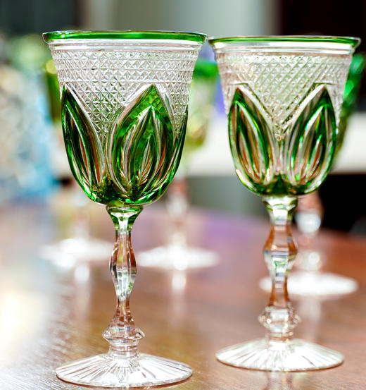 水晶高脚杯绿、淡紫2款，货号【C145-185G】规格：87*87*175mm 商品图0