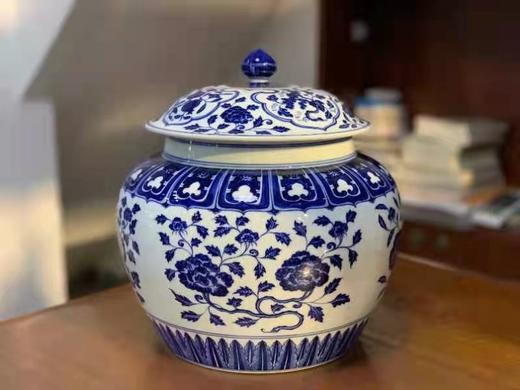 柴窑三多如意花卉大罐 商品图0