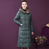 WXY-冬季羽绒服中长款外套女连帽白鹅绒高贵刺绣妈妈装 商品缩略图0