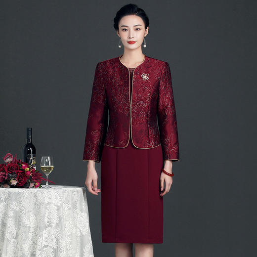 上海旗袍厂ZY-T0669冬季新款端庄大码两件套韩版圆领烫钻连衣裙 商品图4