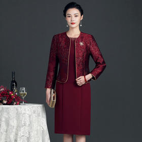 上海旗袍厂ZY-T0669冬季新款端庄大码两件套韩版圆领烫钻连衣裙