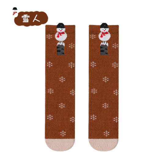 【2双装 圣诞亲子袜 蓄热保暖无根设计】冬季超厚中高筒大中小童宝宝袜子亲子袜套圣诞珊瑚绒过膝长统袜 商品图10