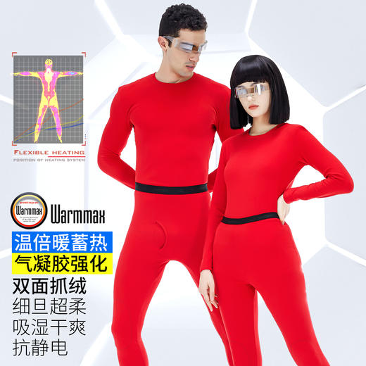 Supield素湃气凝胶保暖内衣套装本命年鸿运红色套装情侣秋衣秋裤 商品图0