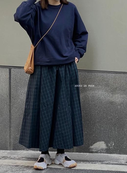 ichi炭黑条纹/蓝条纹/绿格纹半裙 商品图12