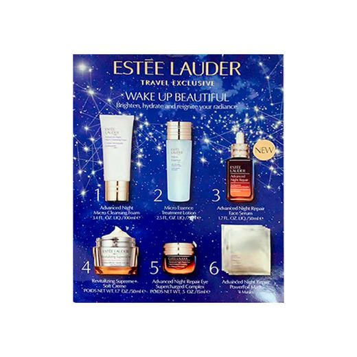 【限时折扣】Estee Lauder雅诗兰黛新款抗衰老六件套（小棕瓶50ml+蓝光眼霜15ml+智妍面霜50ml+原生液75ml+洁面100ml+钢铁侠面膜4片） 商品图0