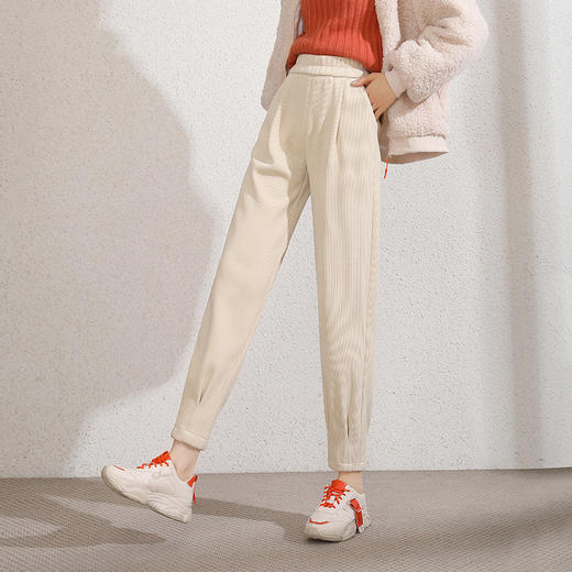 2021新款哈伦裤女高腰工装九分裤雪尼尔小脚灯芯绒休闲萝卜裤 MFE8915 商品图1