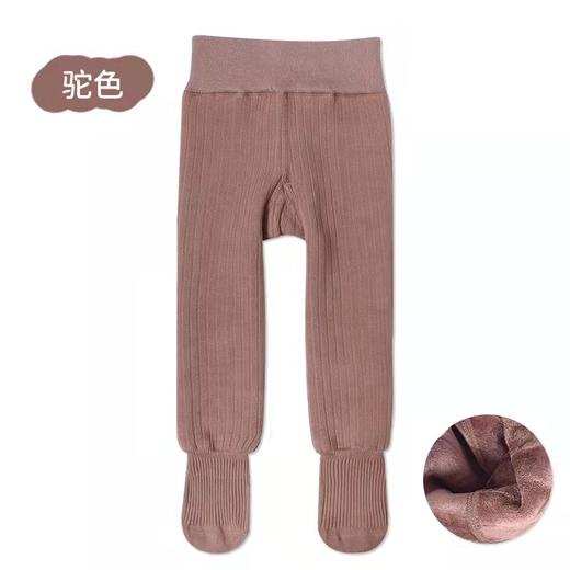 【百搭纯色 棉+羊绒保暖百分】A类加绒超厚双针两用裆婴幼儿小童宝宝打底裤羊绒纯色竖条连体裤袜 商品图8