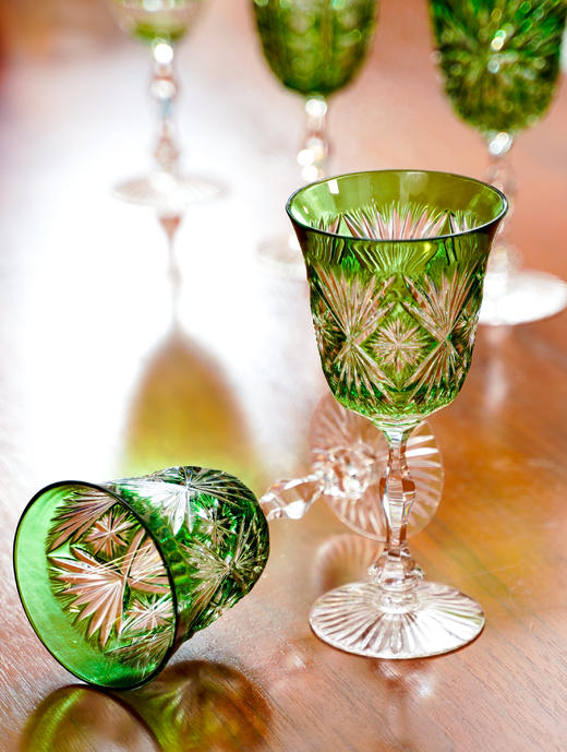 水晶高脚杯绿、金皮红、淡紫3款，货号【C145-185B】规格：87*87*175mm 商品图2