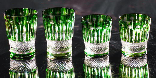 水晶威士忌杯绿、钴蓝2款【大小2个规格】，货号【C85-100-B7J】规格：83*83*109mm/货号【C85-90-B7J】规格：80*80*92mm 商品图1