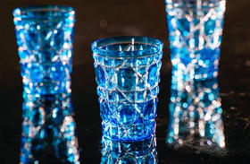 水晶威士忌杯钴蓝、绿、天蓝、琥珀4款，货号【SJ2009-1】规格：86*86*109mm