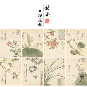 项圣谟工笔花鸟画白描底稿花卉十开图册小品一套十幅册页尺寸33*43厘米MT06