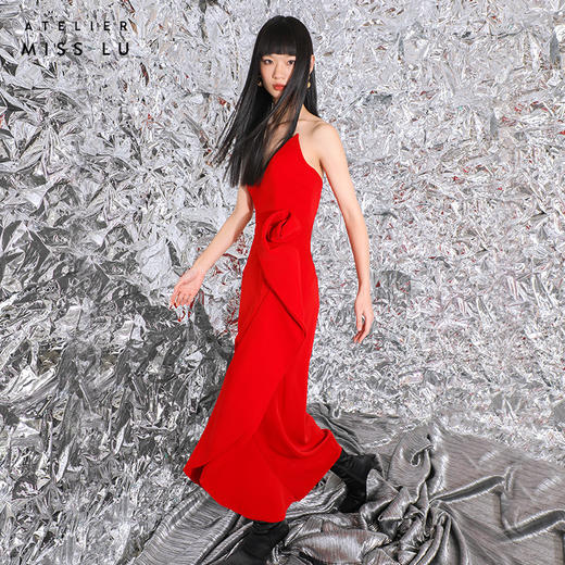 【Gabrielle】红色心形抹胸花朵装饰长礼服/0000283 商品图1