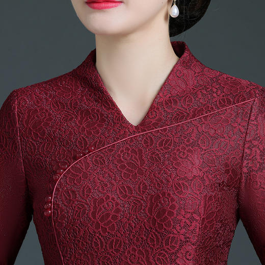 上海旗袍厂WD-WZ338加厚旗袍冬天穿的年轻妈妈参加婚礼礼服胖喜婆婆婚宴装丈母娘冬装 商品图1