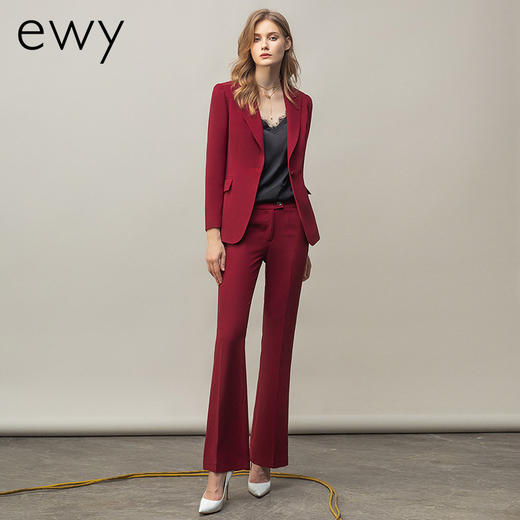 红色职业西装套装女气质秋冬新款年会西服商务工装阔腿裤职业装 商品图2