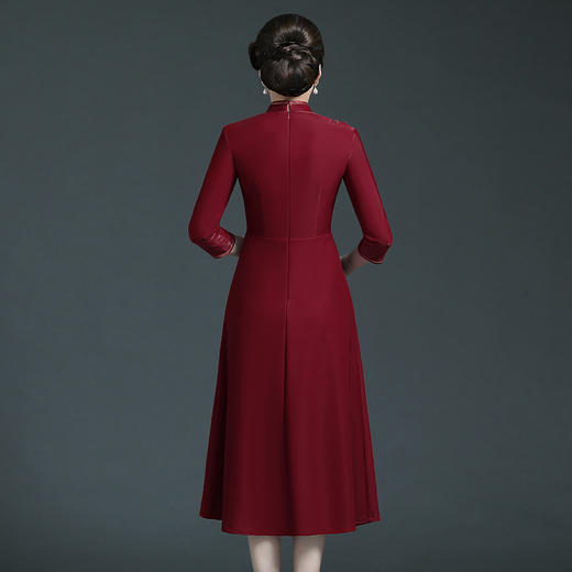 上海旗袍厂WD-WZ328婚宴礼服春秋款嫁女儿洋气秋装高贵遮肚子喜婆婆显年轻旗袍秋 商品图1