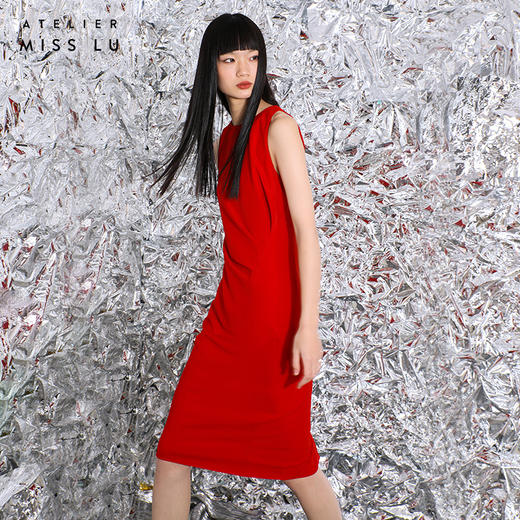 【Gloria】腰间褶皱设计修身礼服连衣裙/0000291 商品图2